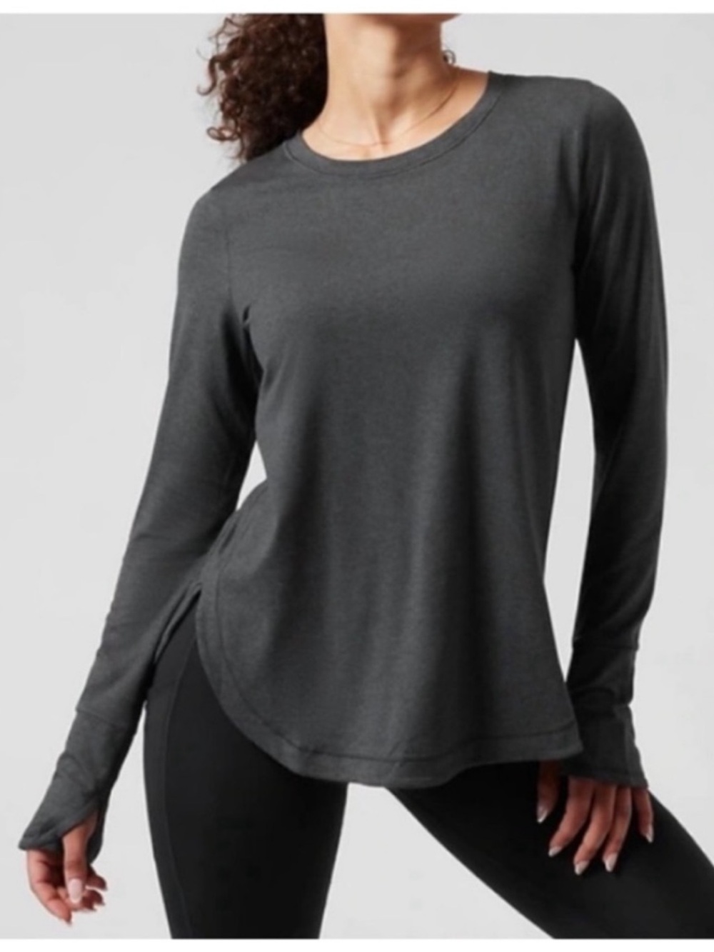 Athleta UPTEMPO TOP Long Sleeve Dark Grey Size Small
